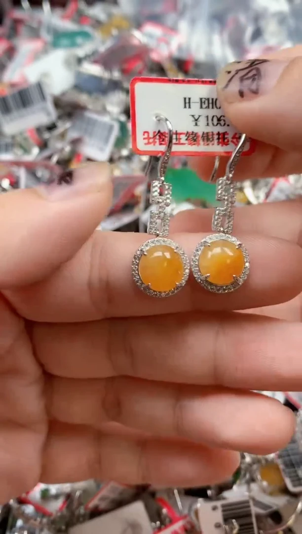 银S925镶嵌戒指翡翠天然A货缅甸翡翠