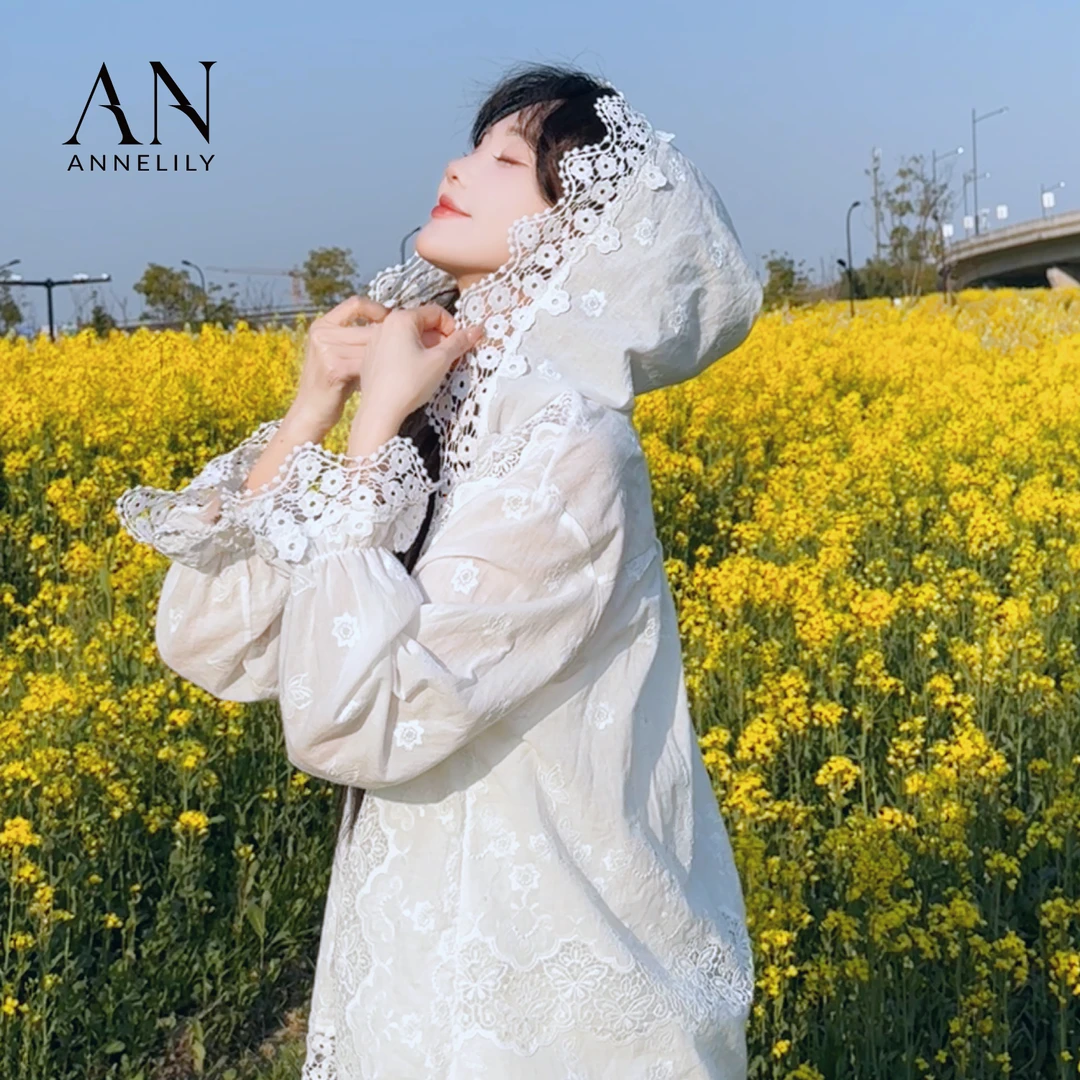 ANNELILY安琪琪【涵禾】透气休闲气质连帽防晒外套AW2503108