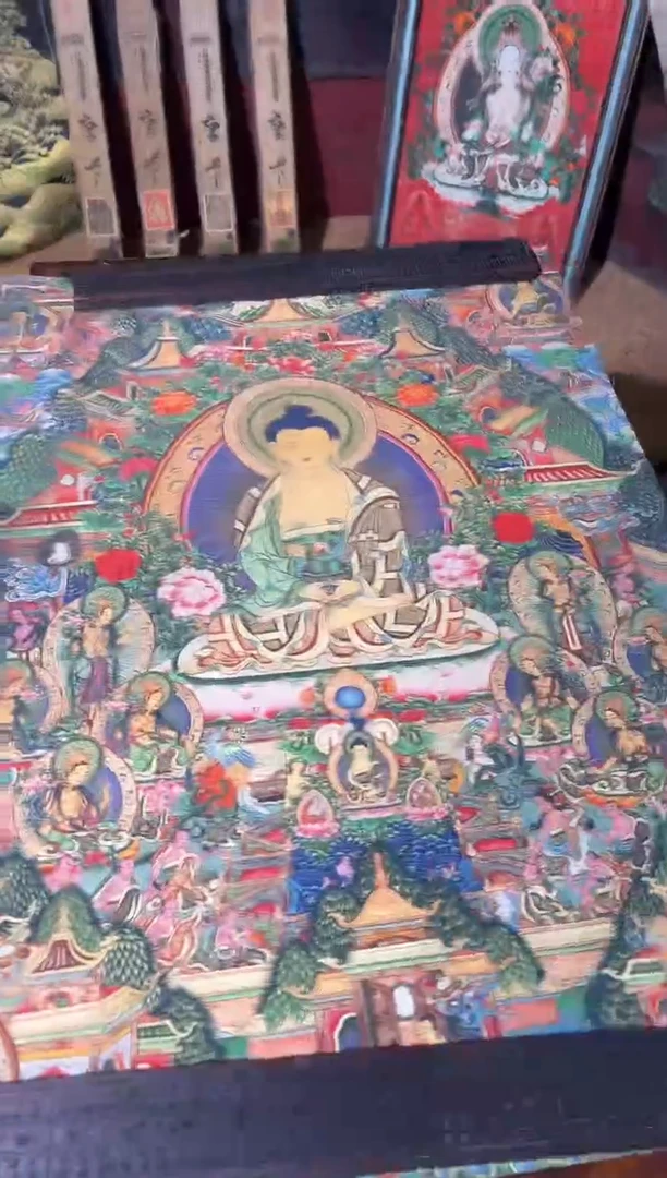 卷轴画卷轴画菊菊唐卡tk