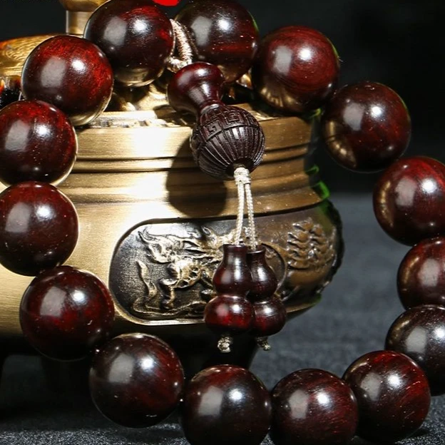 【双11抢先购】【二楠】福运绵绵正宗小叶紫檀1.5*15颗满星文玩单圈