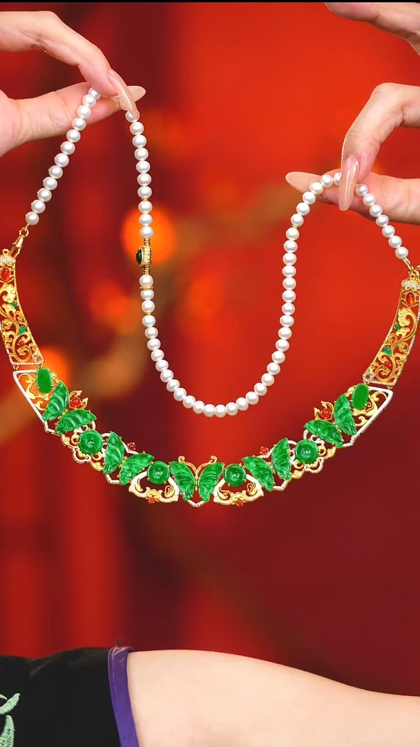 套链银S925镶嵌翡翠新款