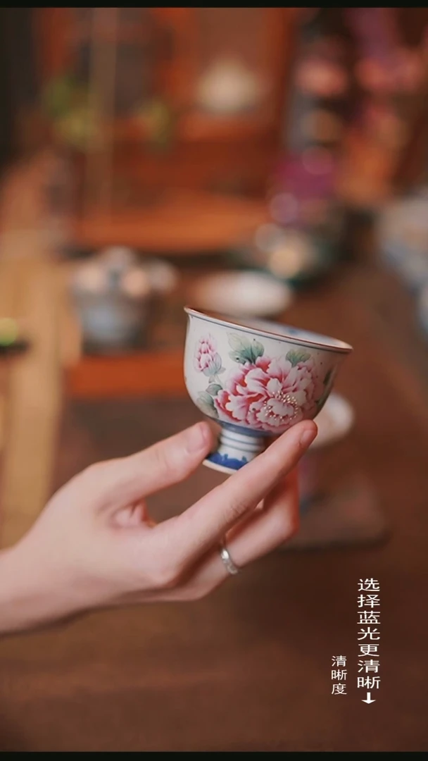 景德镇樊沐手绘蝴蝶高脚杯