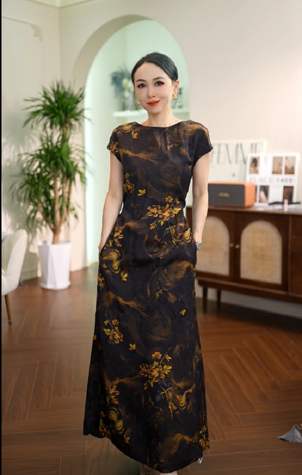 【香云纱】G222-25年夏法式修身宽松设计师高级感禁机洗ZC