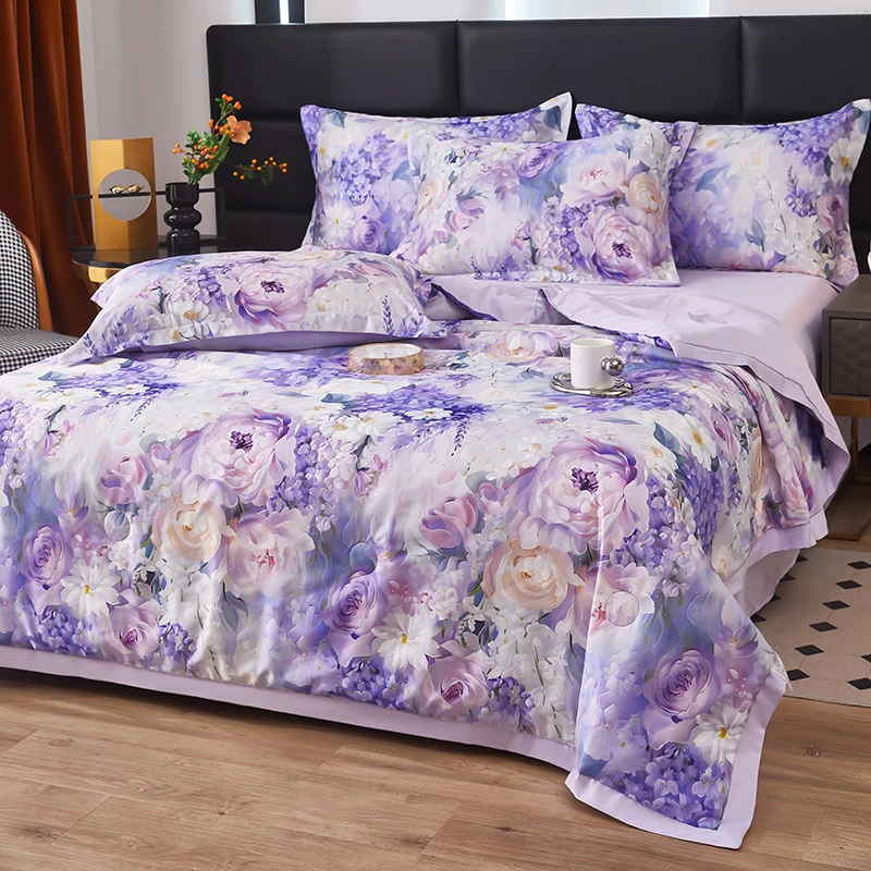 夏凉被四件套活性印花可机洗丝滑薄款凉感空调被床上配件H