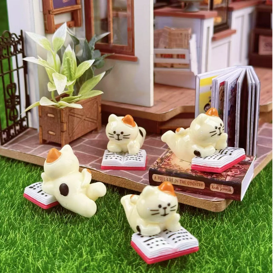 【开芯定制】手绘款 学霸猫 （独立包装）树脂仿真摆件 可爱树脂配件