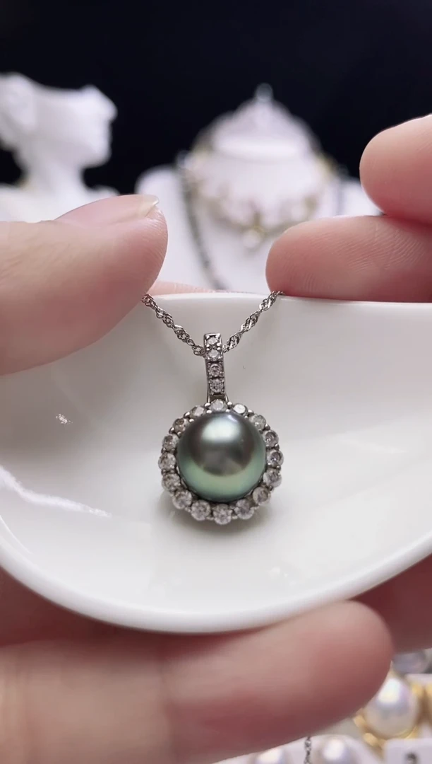 银S925镶嵌颈饰海水珍珠大溪地珍珠吊坠SY6861