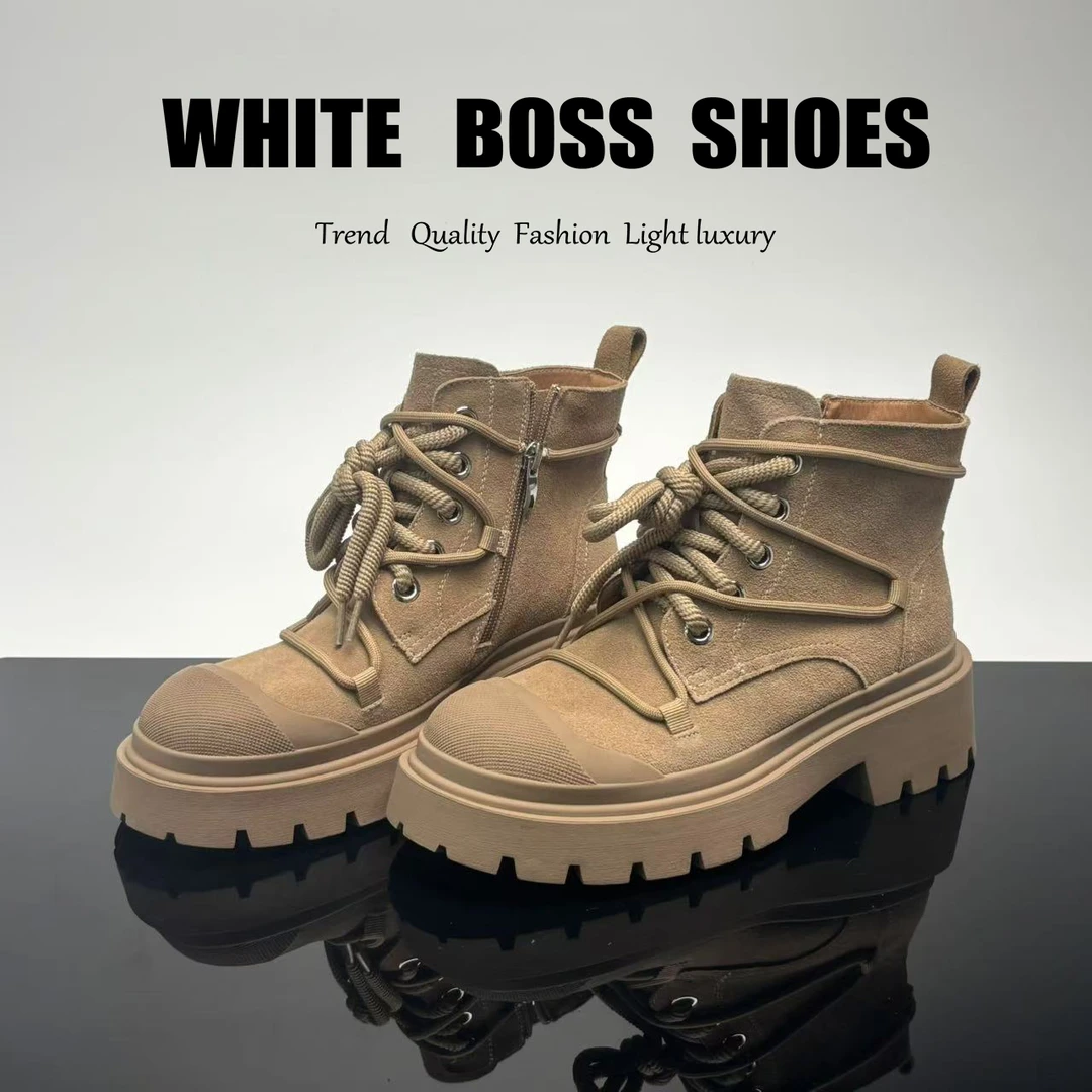 新款时尚百搭厚底休闲马丁靴秋冬舒适女鞋 8049-2