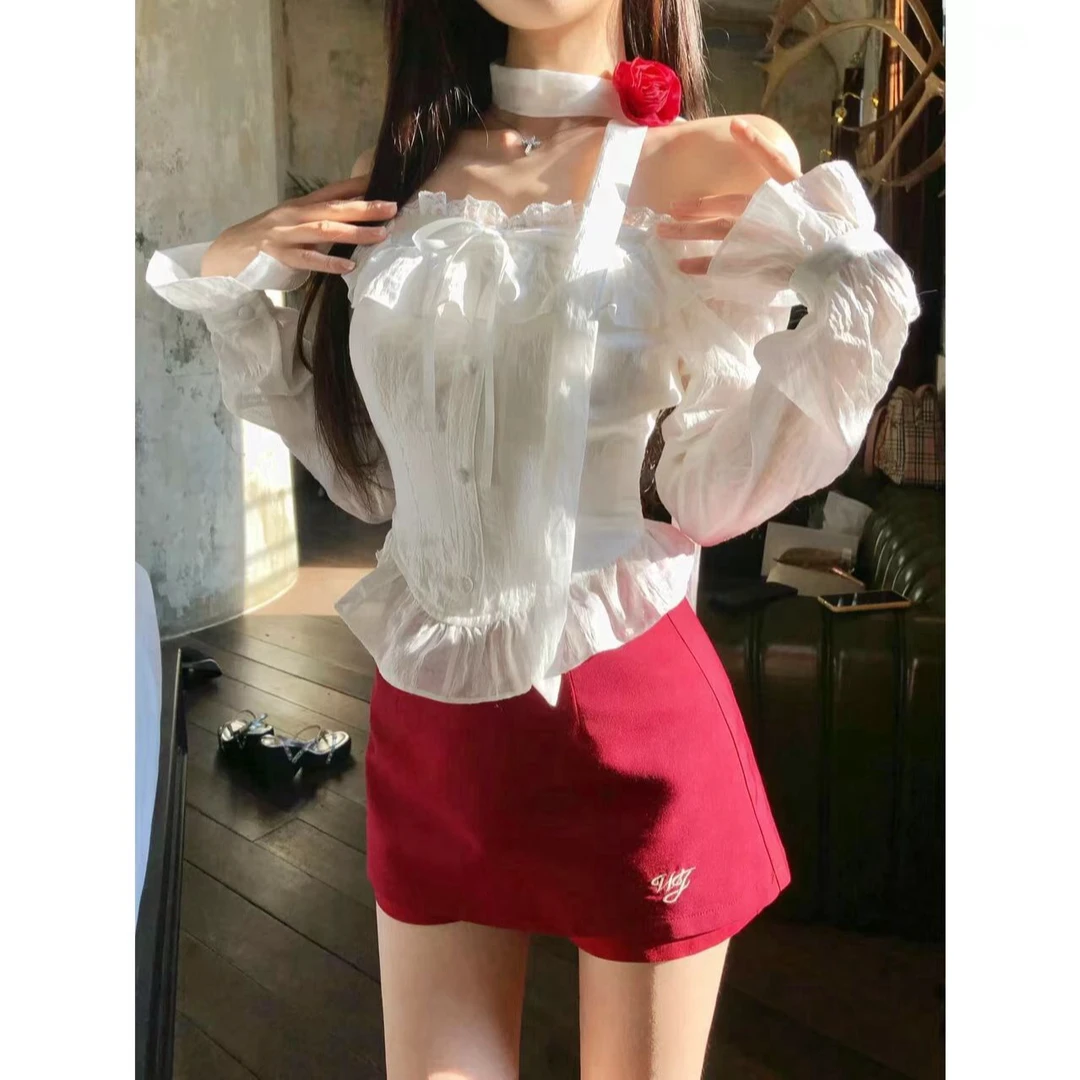 2025春季新品百搭酷飒辣妹感显瘦修身雪纺衫