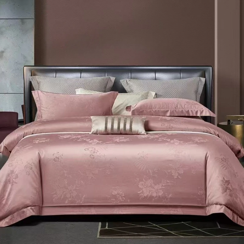 澜花魅影  温馨时尚纯色提花匹马棉长绒棉四件套