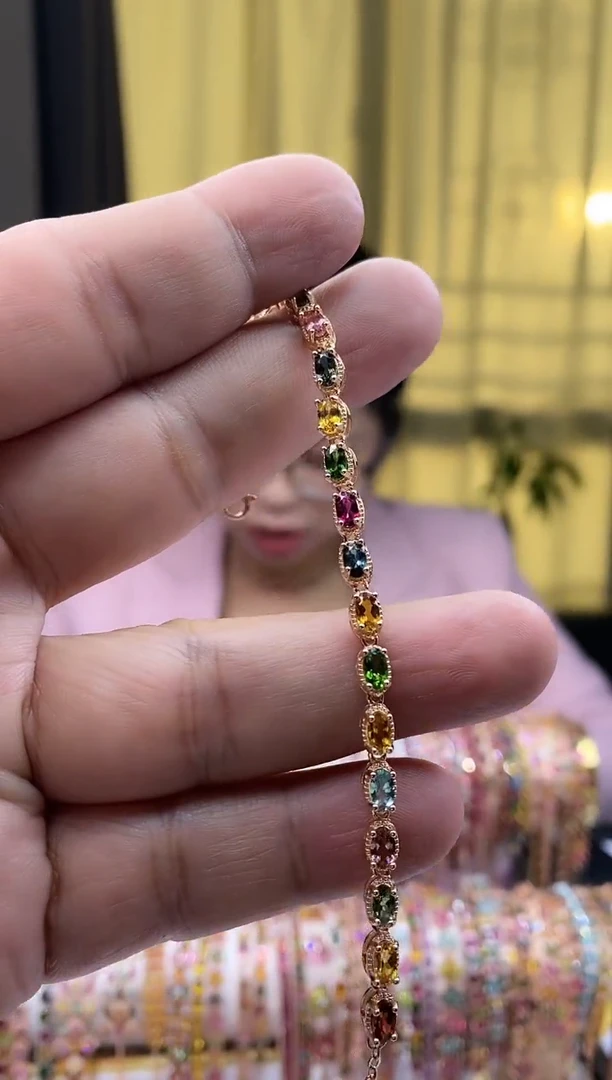 【闪购商品】碧玺手链银S925镶嵌53453543453453