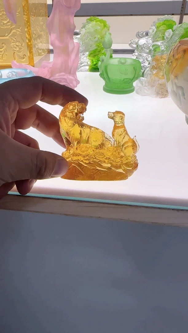 手工艺品琉璃虎父无犬子