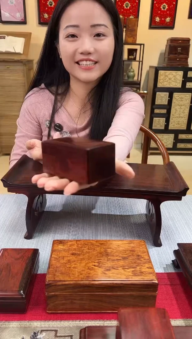 紫檀木类成套家具天地盖文盒    一木挖  一物一拍