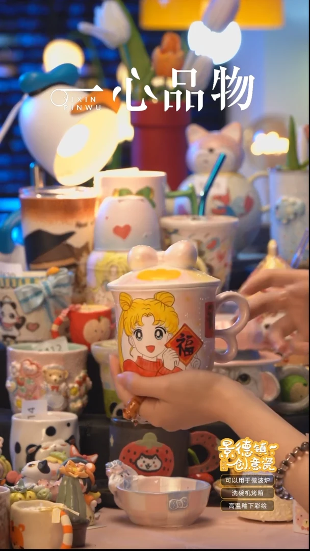 杯子S617景德镇手工手绘杯子摆件