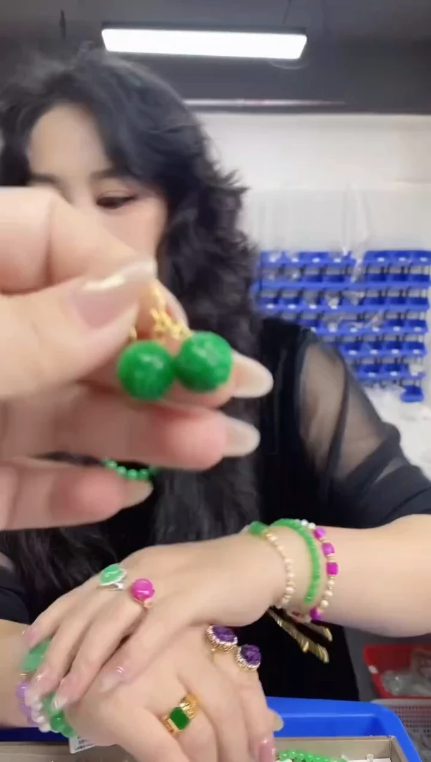 【闪购商品】翡翠耳饰银S925镶嵌多样性发其一颜色微差