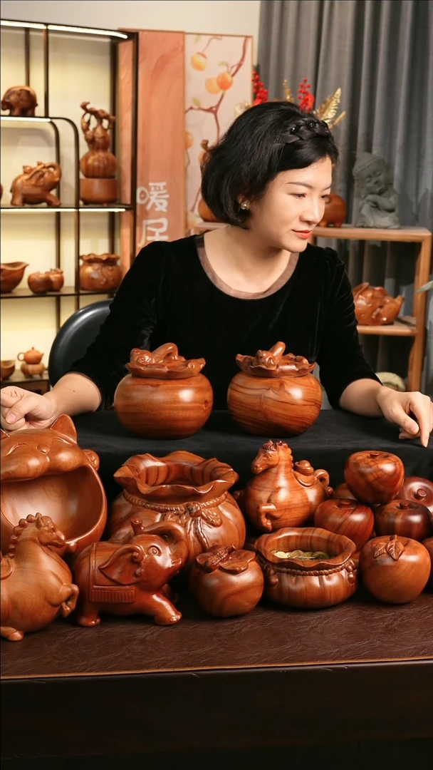 木MB065-1柿柿如意收纳摆件微瑕福利随缘发其一