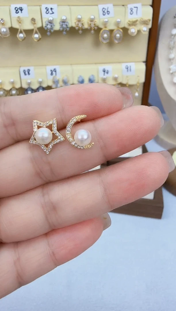 未镶嵌耳饰淡水珍珠金