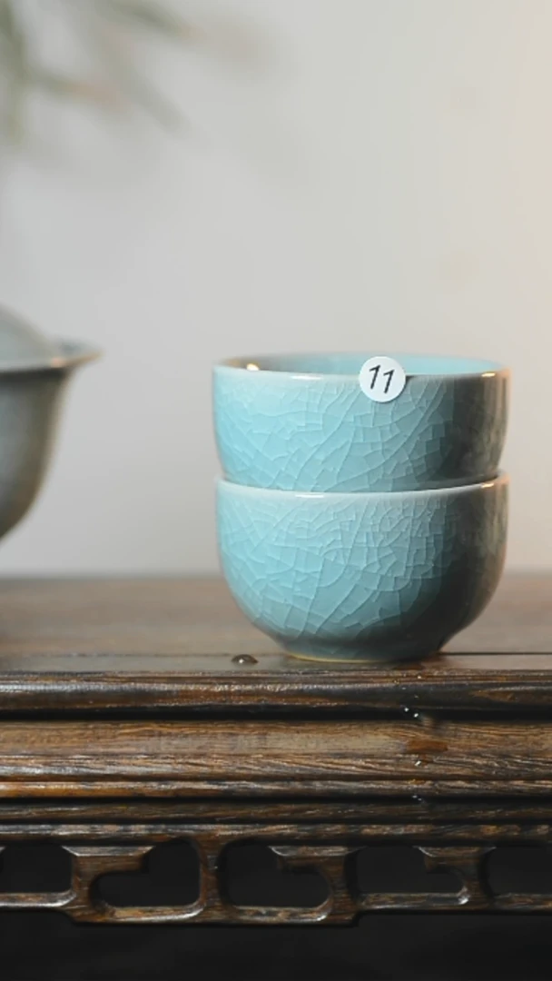 老***彡6个品茶杯全品清凉寺汝瓷