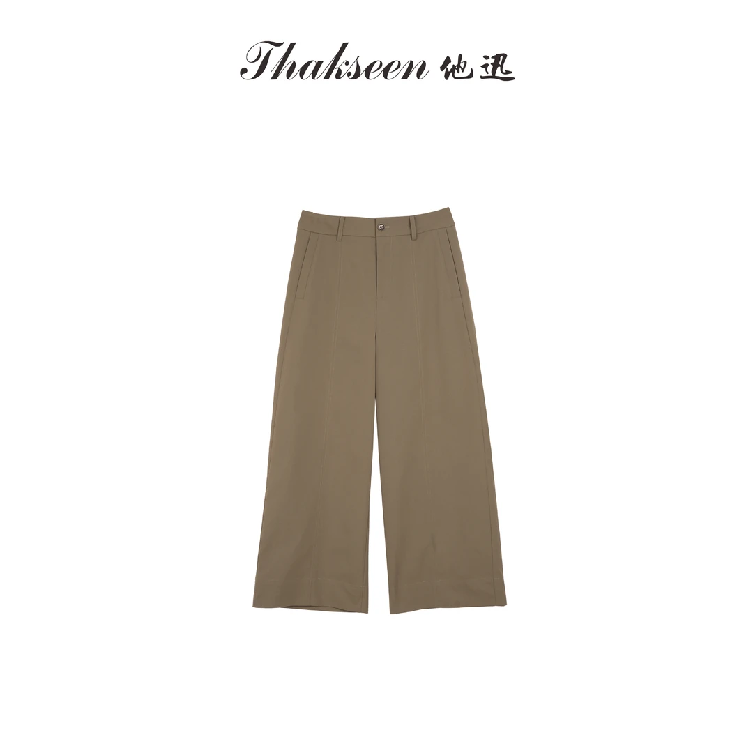 thakseen/他迅中高腰百搭简约通勤阔腿九分休闲裤626223310044