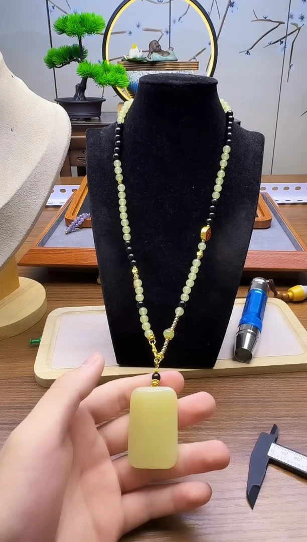 和田玉14K金镶嵌颈饰X79