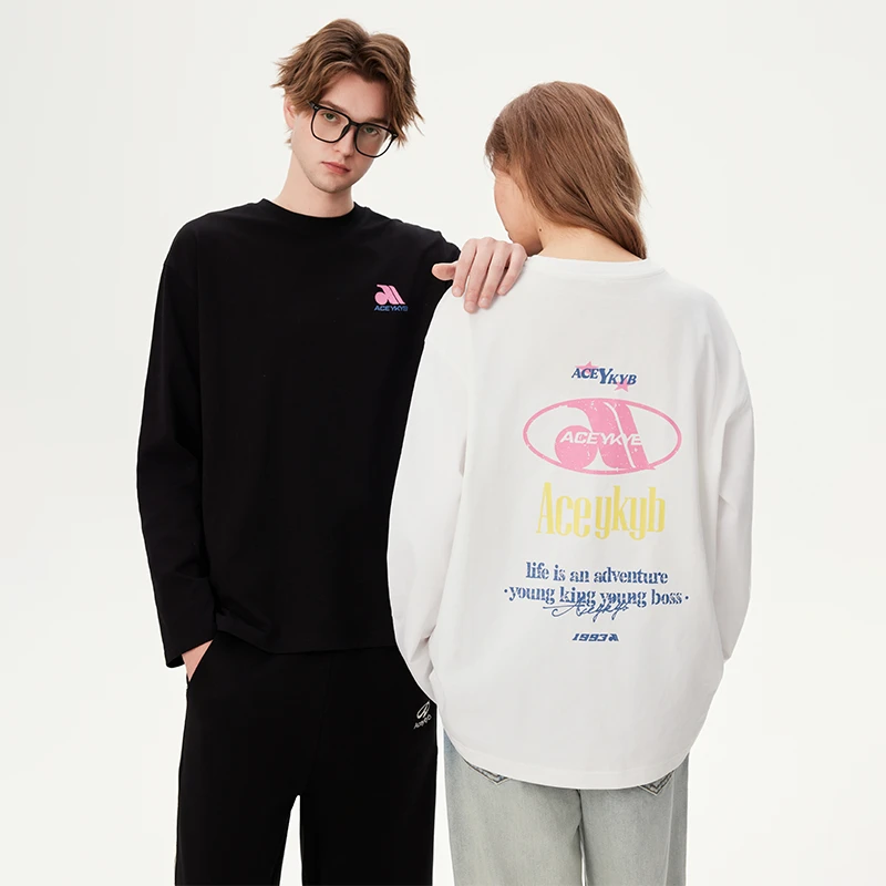 YKYB2025春季新款多色油墨印LOGO排列长T恤Y51NCT041