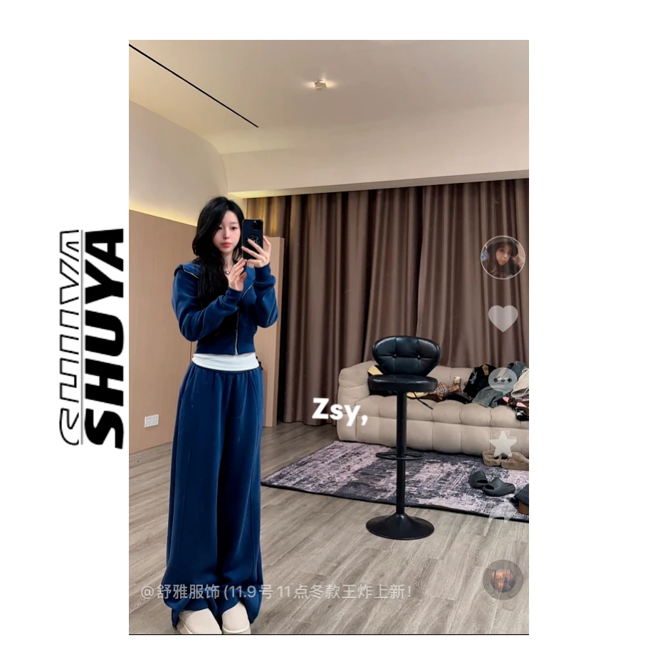 【张舒雅】Lu系少女， 定制纯欲软糯休闲显瘦加厚卫裤DY#06128-1