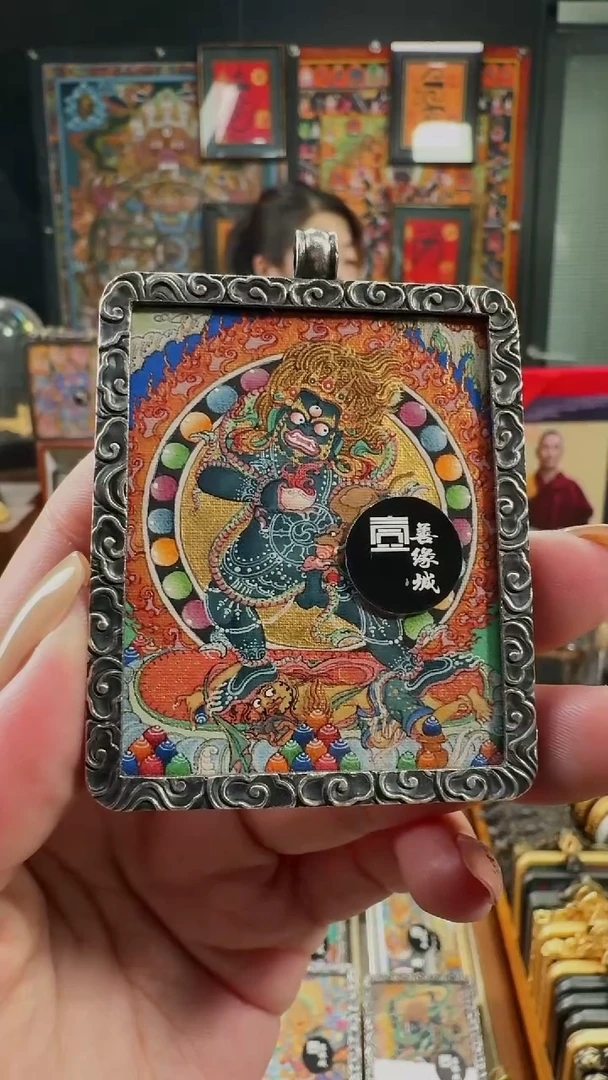 吊坠壹善缘城手绘唐卡黑C