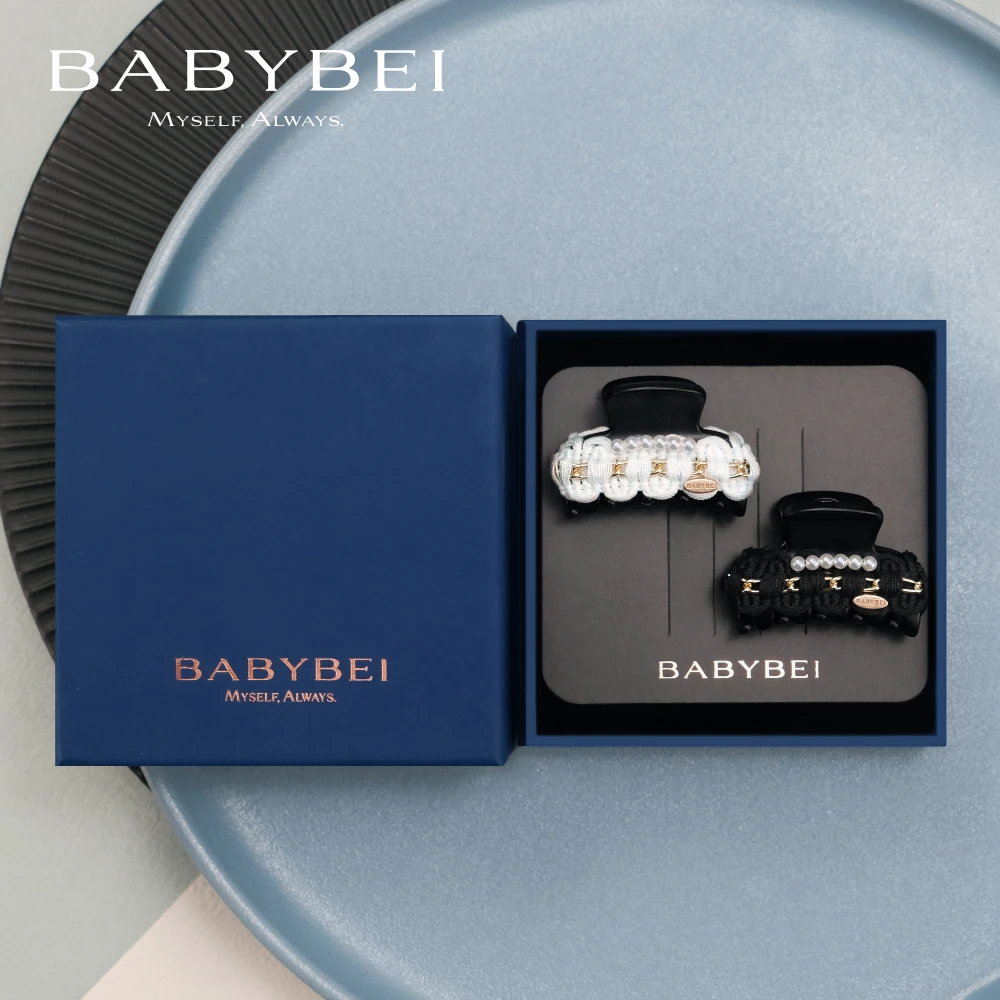 BABYBEI/初贝绵绵高亮珠小号抓夹金链单串珠小香风优雅气质黑米