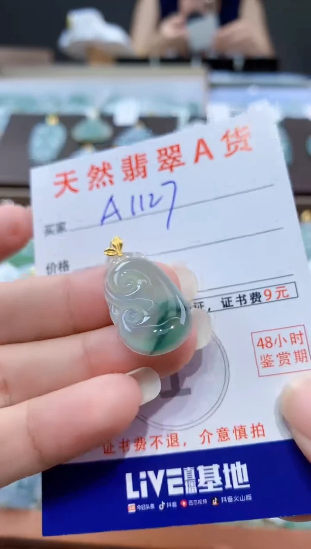 颈饰18K金镶嵌翡翠天然翡翠A货挂件