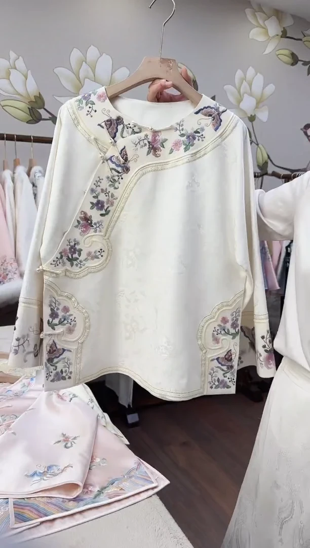 斜襟侧如意真丝正绢上衣