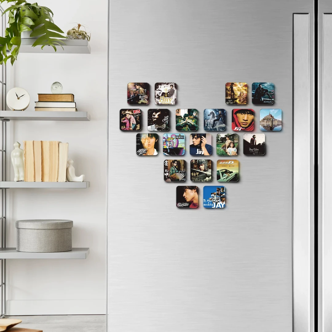 周杰伦专辑磁吸冰箱贴包邮水晶玻璃全套20张专辑封面演唱会周边