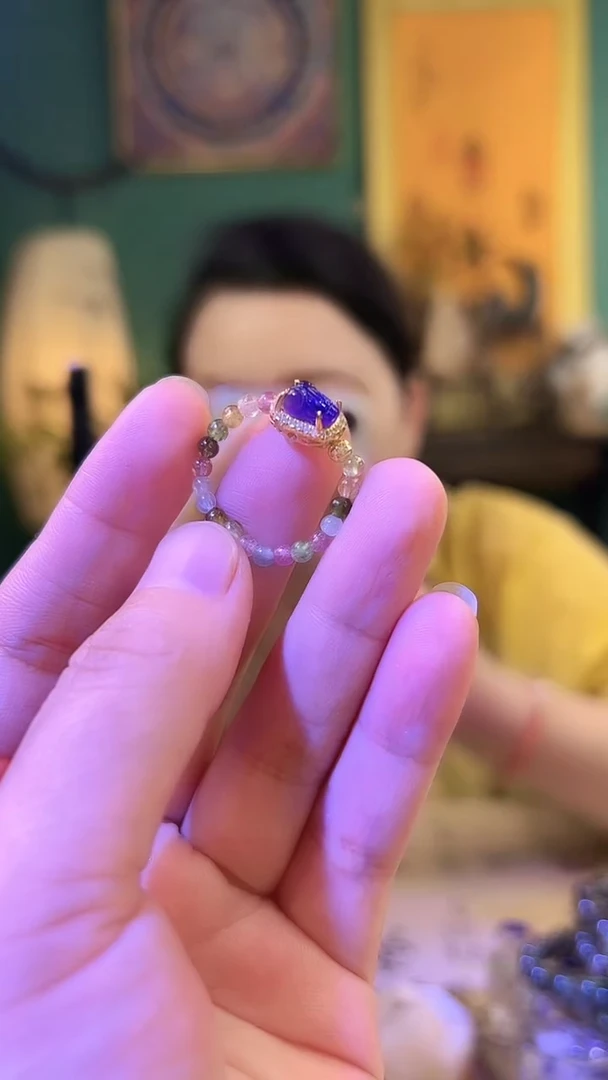 碧玺戒指银S925镶嵌碧玺紫水晶貔貅戒指
