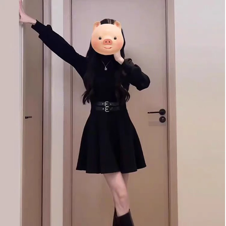 法式黑色内搭连衣裙子女2025年新款小个子掐腰裙约会穿搭礼服1716