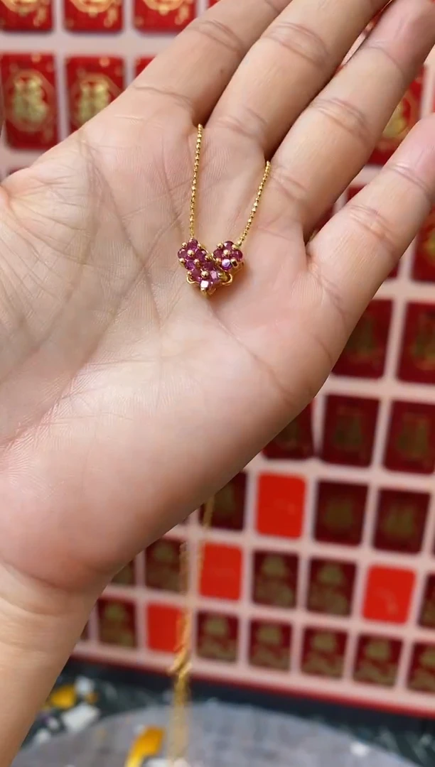 颈饰银S925镶嵌红宝石红宝石吊坠