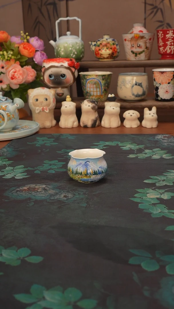 石一   阿勒泰雪景花口品茗杯