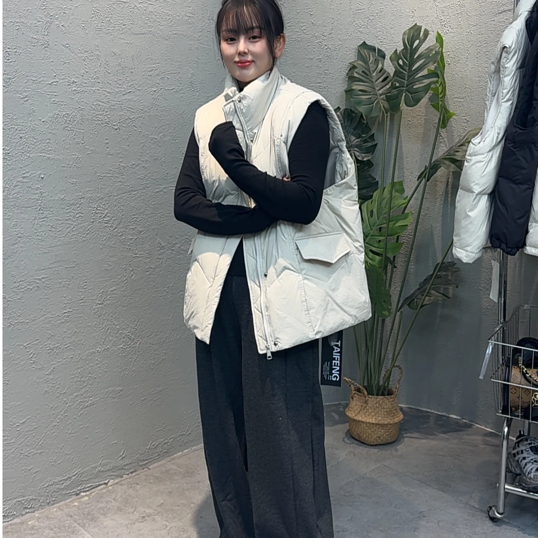 TF5065冬季新款韩版羽绒马甲女菱格纹设计感减龄坎肩外套女