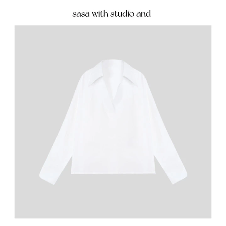 小众设计感V领衬衫宽松显瘦简约上衣  Y2035