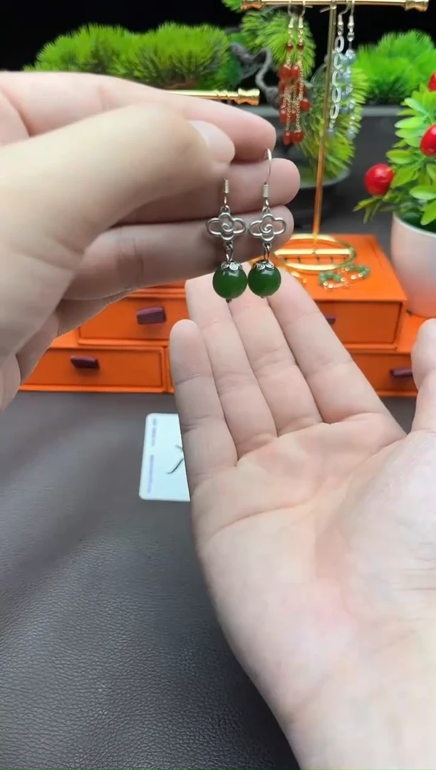 玛瑙/玉髓耳饰银S925镶嵌532