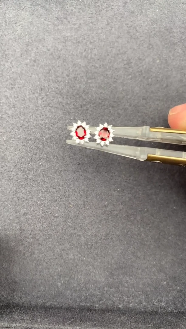 18K金镶嵌耳饰红宝石0.36ct红宝石  定制  GH