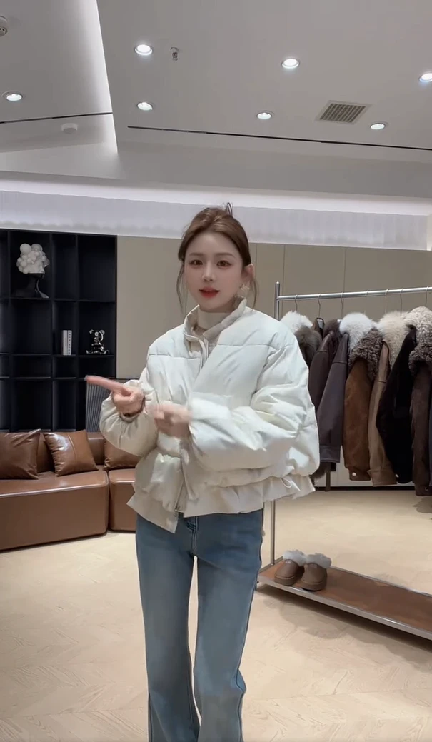 韩版百搭下摆设计感蝴蝶结短外套女2025冬季宽松显瘦减龄加厚棉服