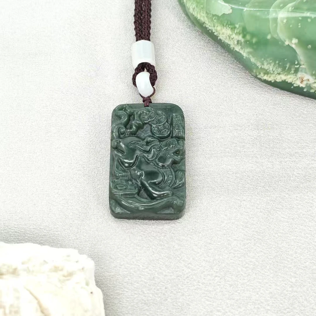 复古经典和田玉青玉瑞兽牌/NYXF-HTYDZ-0006