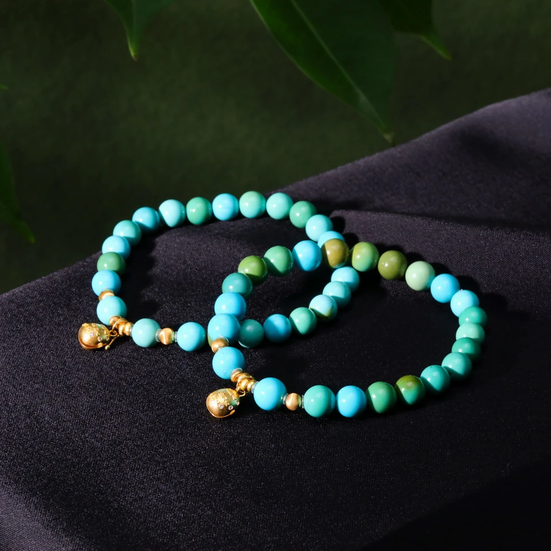 【意婵】《归字瑶》18K金天然原矿绿松石单圈（多样性发一）-YC46005