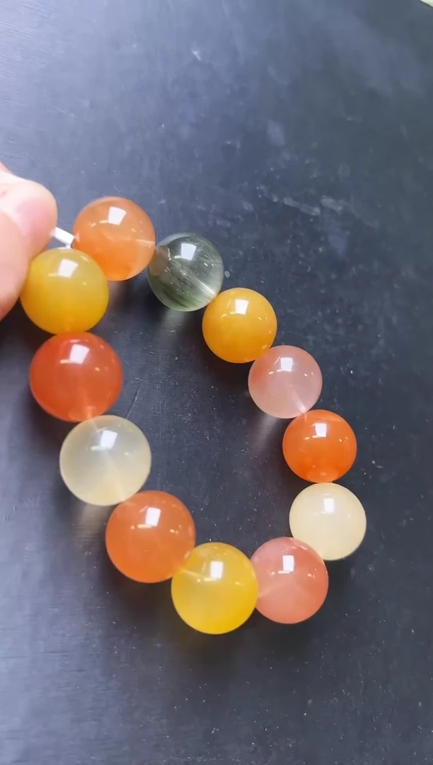 未镶嵌手串水晶彩兔毛手串18mm+   JP53799