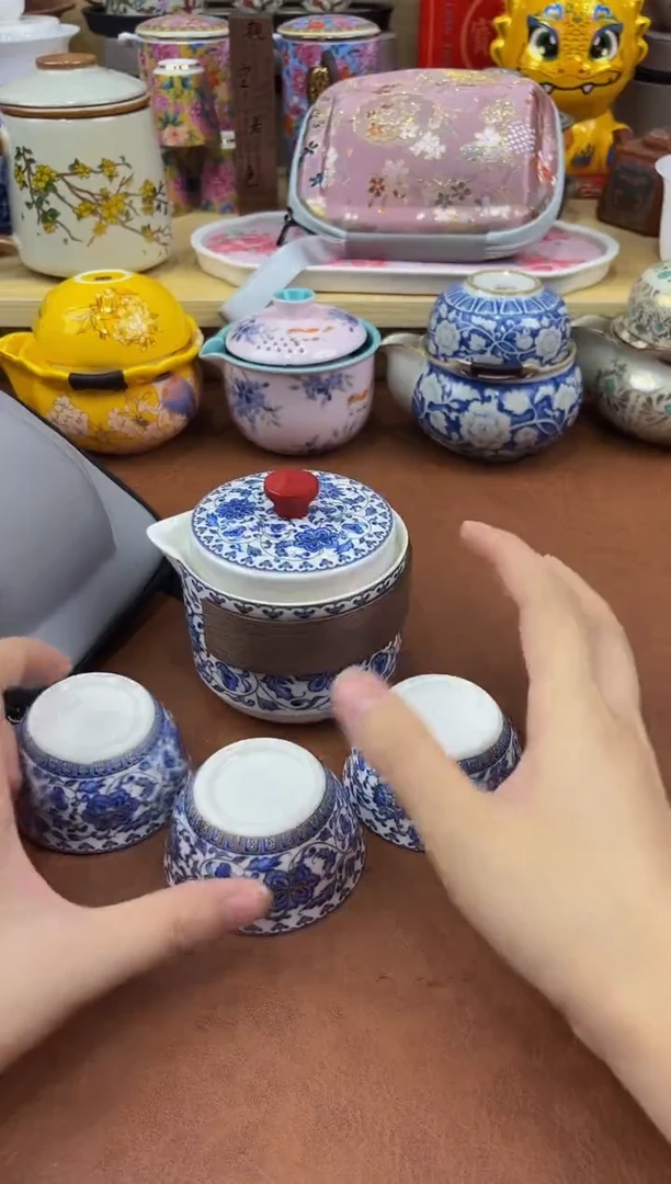 陶瓷茶具摆件旅行套组