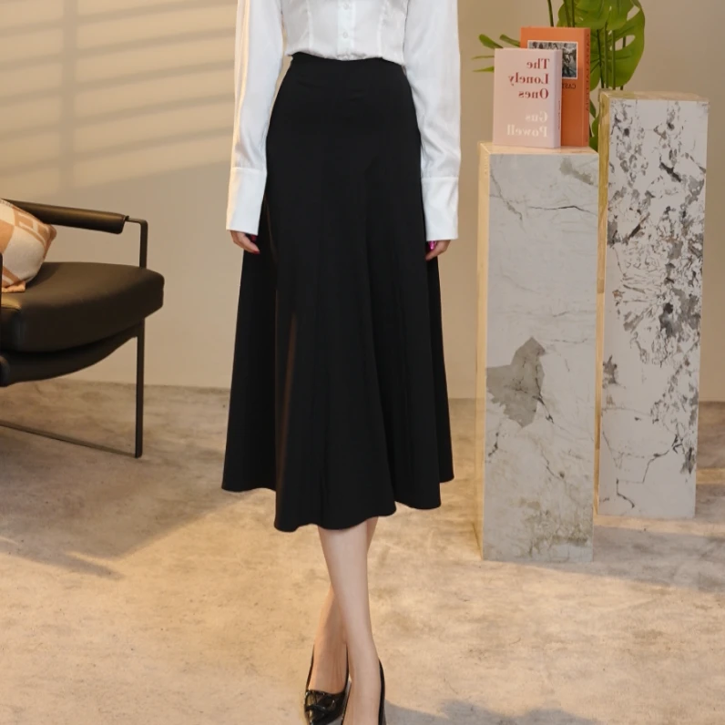 GIRDEAR/哥弟时尚新款中高腰显瘦气质A字显瘦半身裙小黑裙1200378