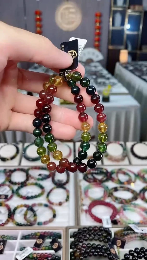 未镶嵌收藏级老矿碧玺单圈手串7mm+碧玺xion多样性发一条