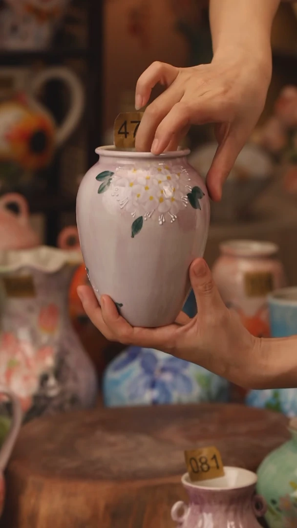 陶瓷472景德镇设计师手作花器摆件侘寂风