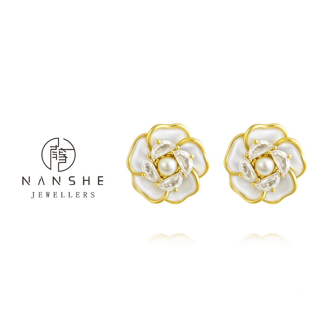 NANSHE/南奢 清新优雅山茶花耳钉 L1320