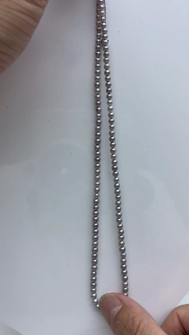 银S925镶嵌FF海水珍珠akoya灰珠串链