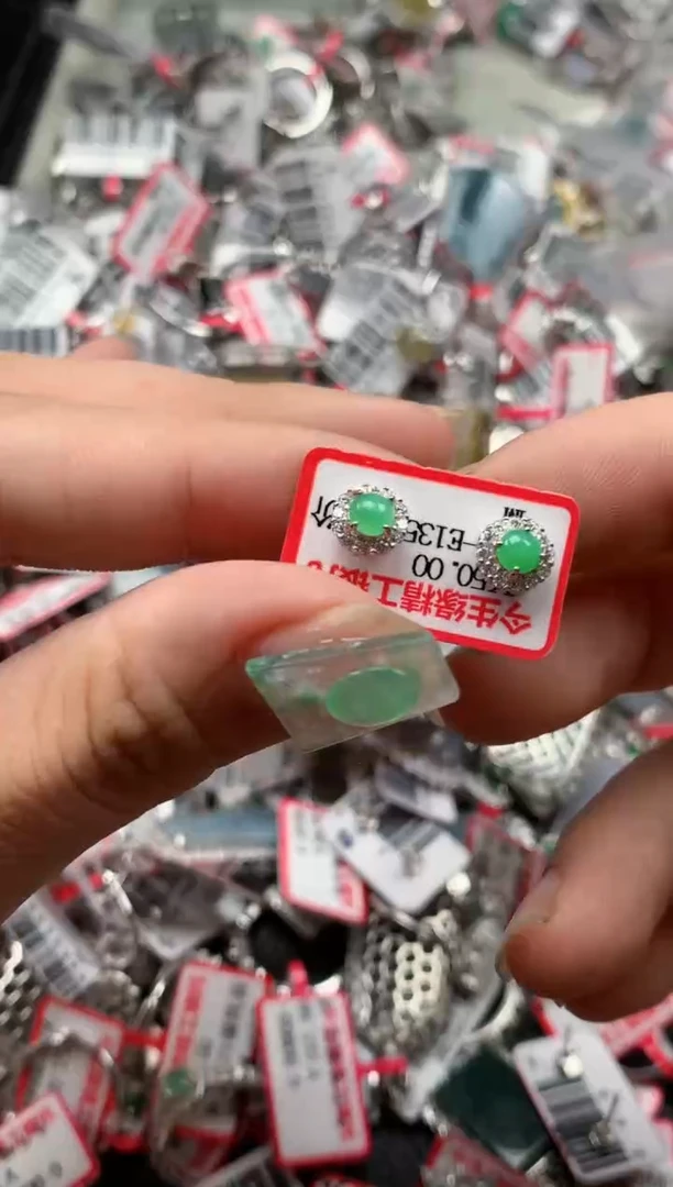 银S925镶嵌戒指翡翠天然A货缅甸翡翠