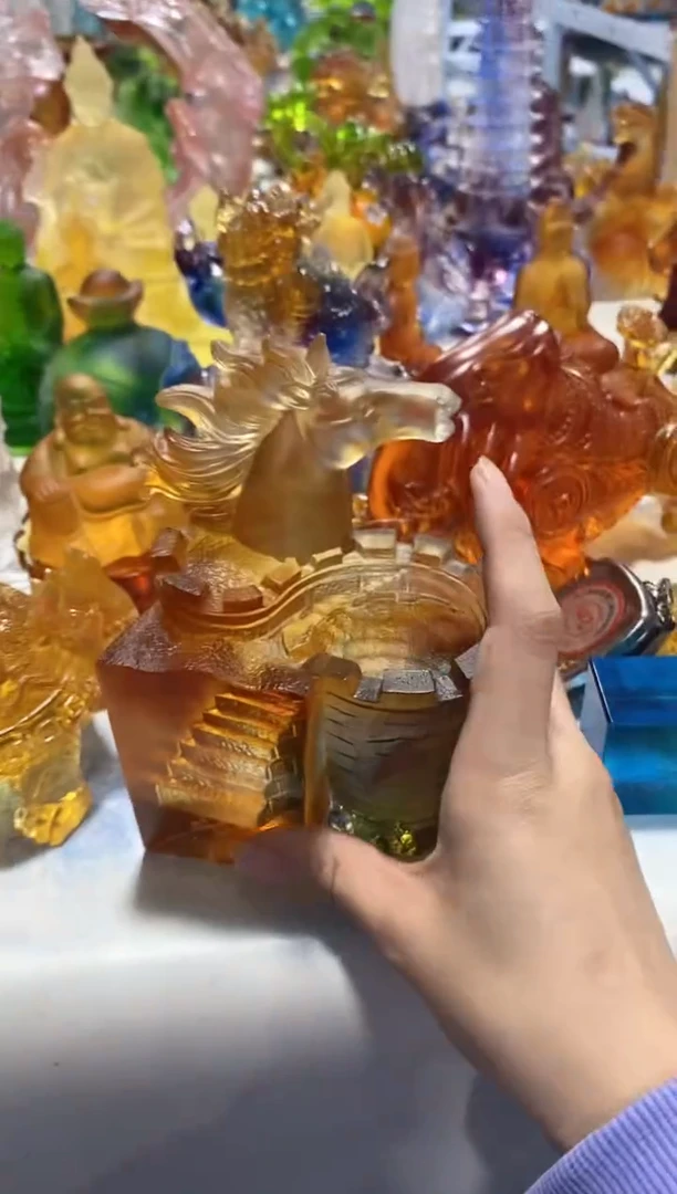 手工艺品琉璃74马笔筒微瑕 古法琉璃 介意勿拍 不退不换